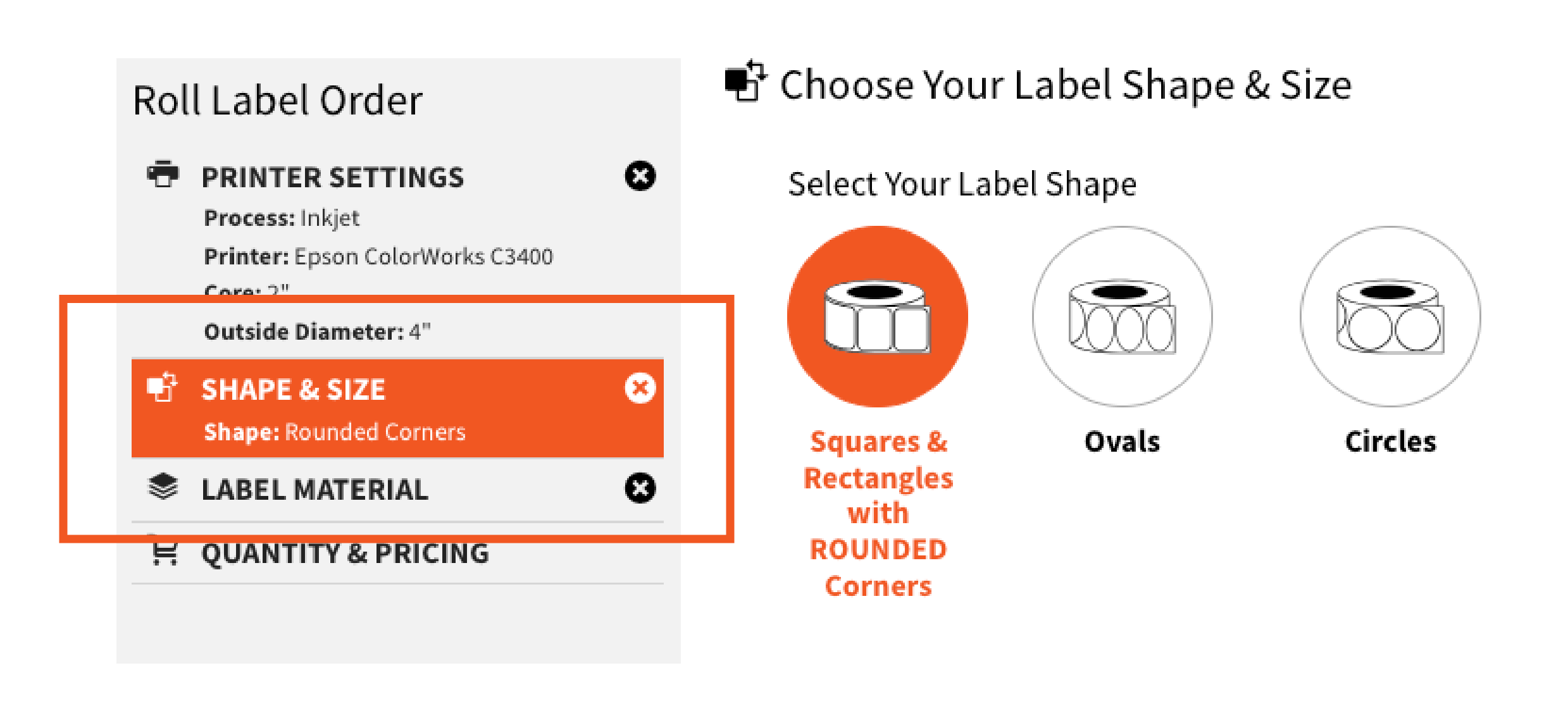 Screenshot of the Hickman Order Roll Labels tool.